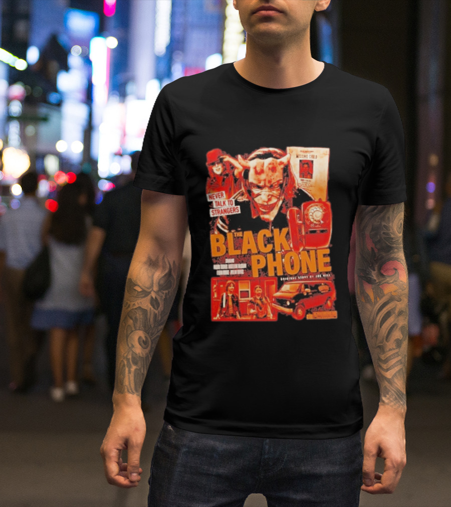 Never Talk To Strangers The Black Phone Original Story By Joe Hill Missing Child Red Phone Horror T-Shirt