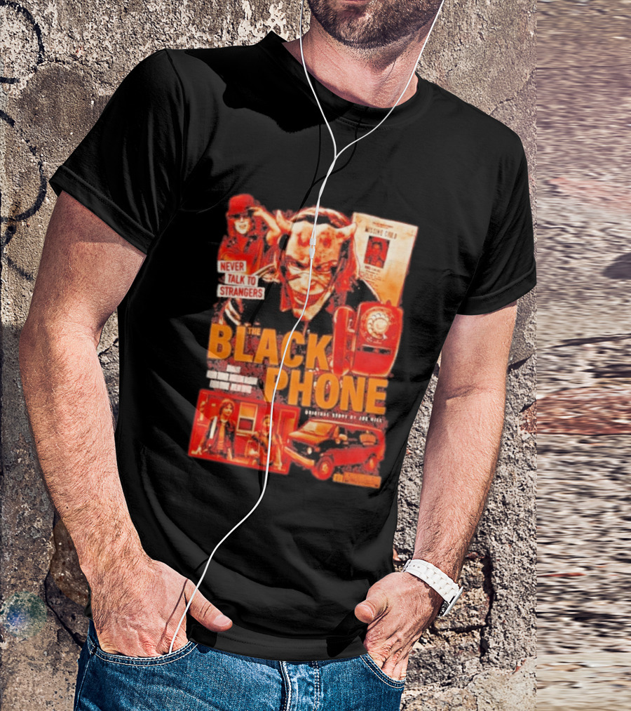 Never Talk To Strangers The Black Phone Original Story By Joe Hill Missing Child Red Phone Horror T-Shirt
