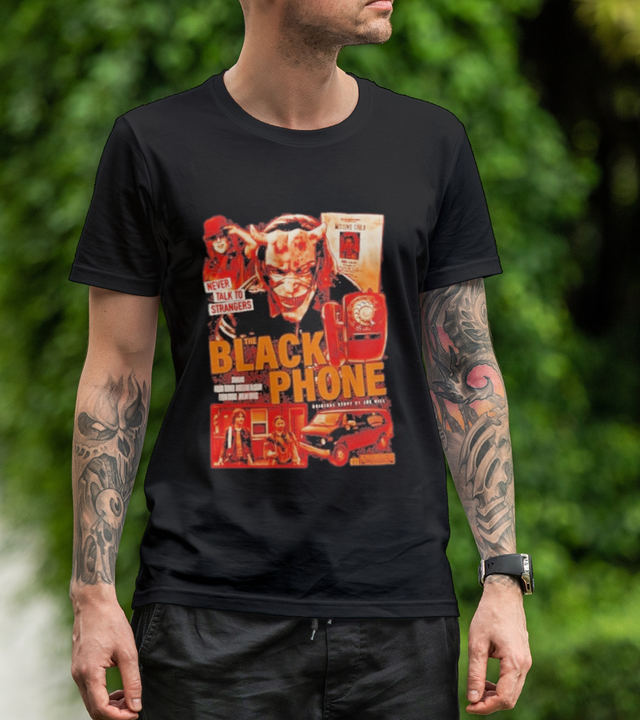 Never Talk To Strangers The Black Phone Original Story By Joe Hill Missing Child Red Phone Horror T-Shirt