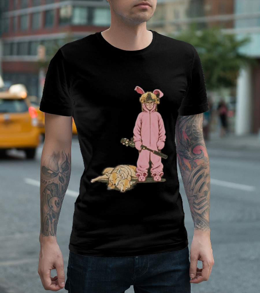 Pink Nightmare Bunny Suit Coyote Hunting Sniper T-Shirt
