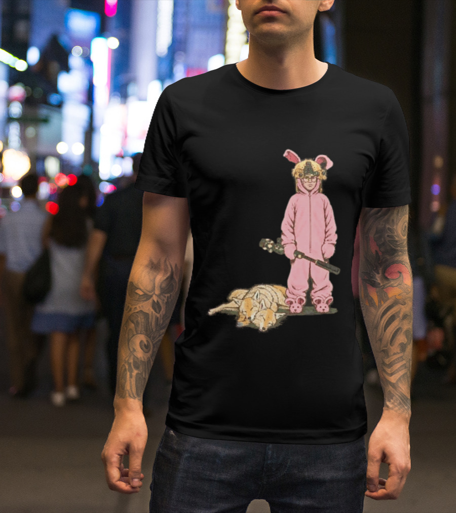 Pink Nightmare Bunny Suit Coyote Hunting Sniper T-Shirt