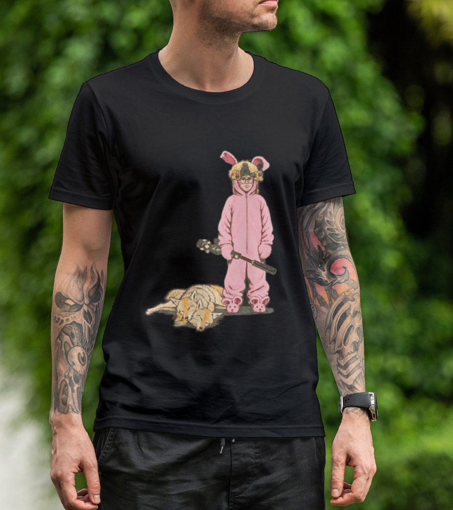 Pink Nightmare Bunny Suit Coyote Hunting Sniper T-Shirt