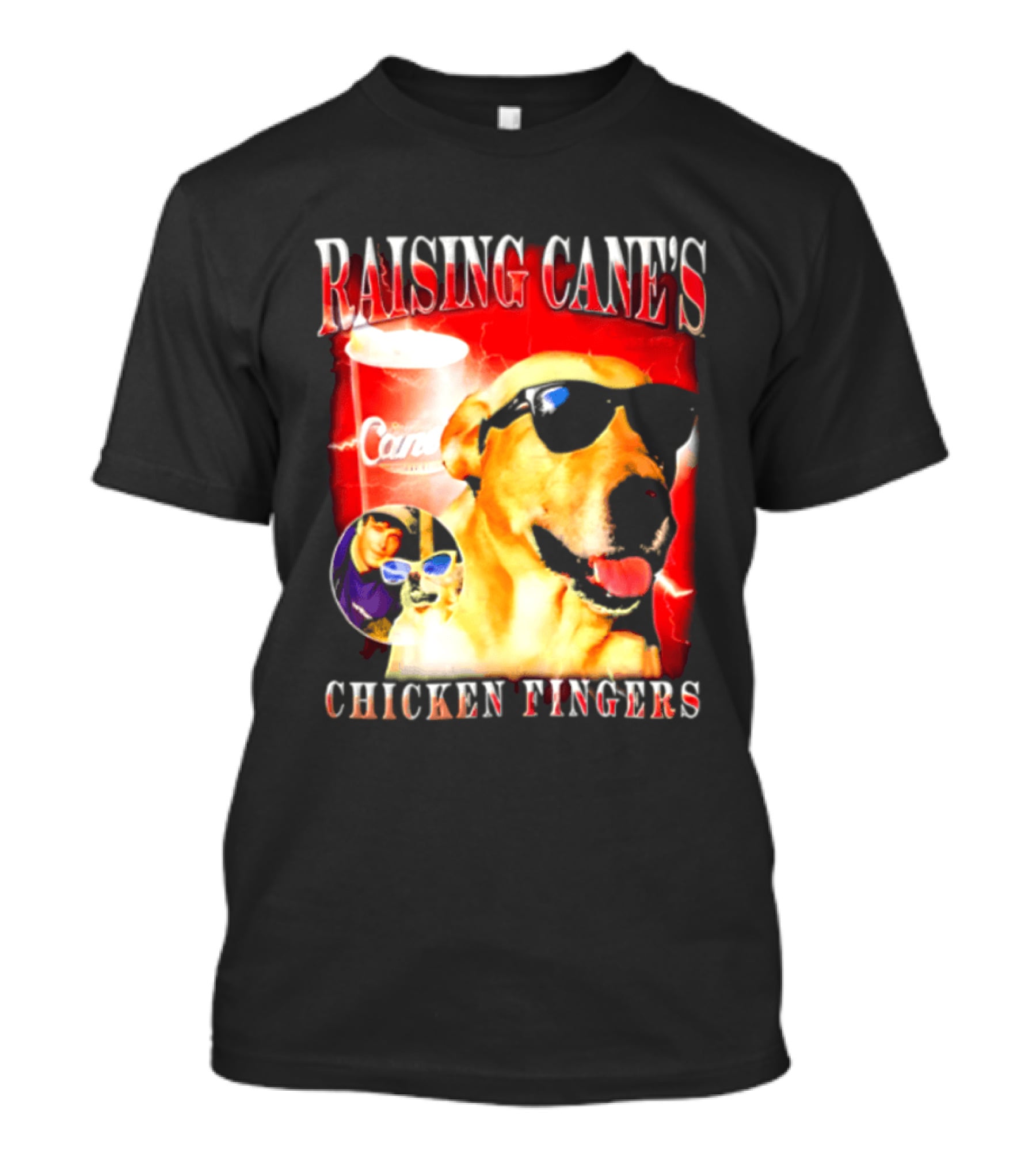 Raising Cane's Labrador Sunglasses Cup Chicken Fingers T-Shirt