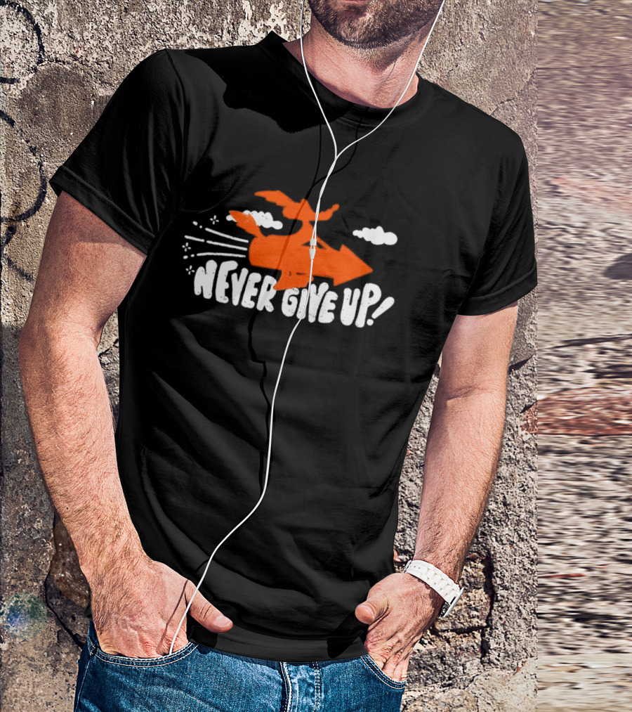 Never Give Up Rocket Distressed Vintage Motivational T-Shirt