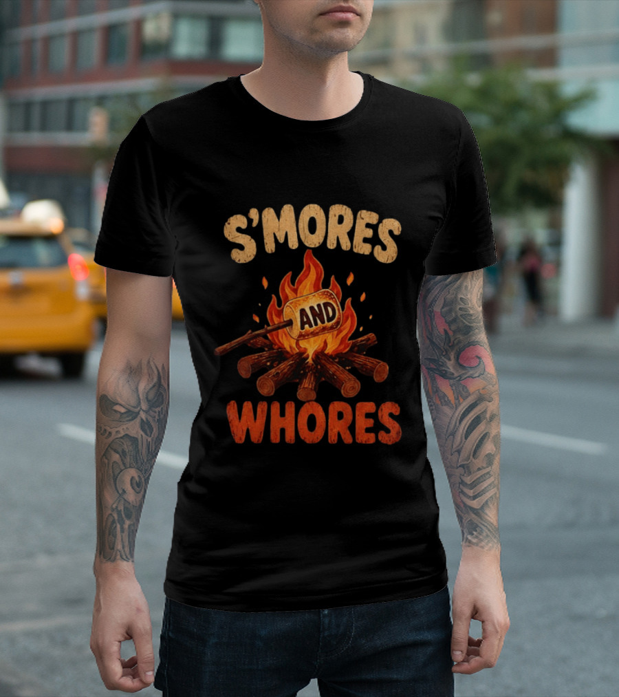 S'mores And Whores Campfire Humor Toasted Marshmallow T-Shirt