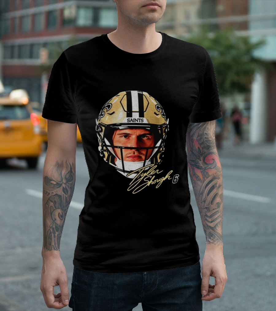 Tyler Shough New Orleans Saints Football Helmet Big Face 6 T-Shirt