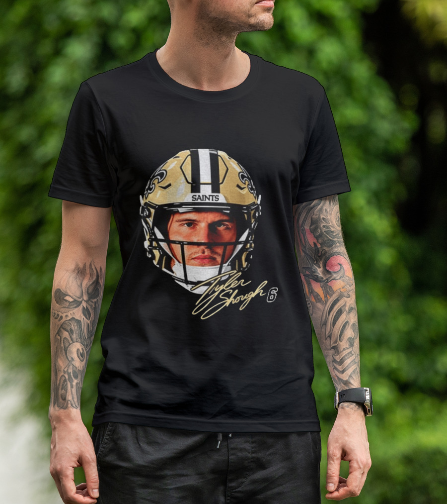 Tyler Shough New Orleans Saints Football Helmet Big Face 6 T-Shirt