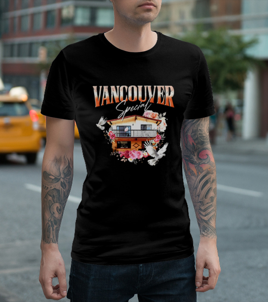 Vancouver Special House Flowers Doves T-Shirt