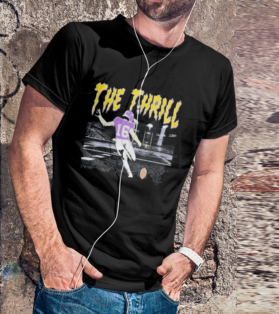 Will Reichard The Thrill 16 Minnesota Vikings Distressed Football T-Shirt