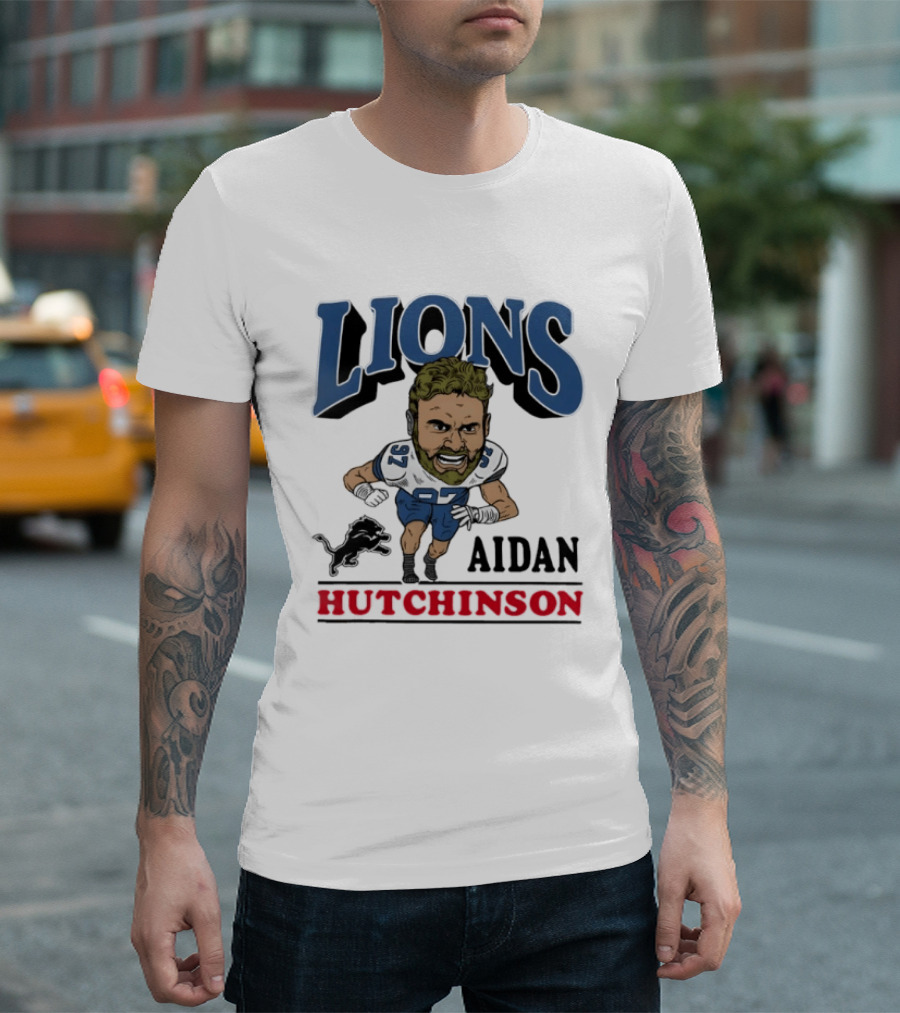 Lions Aidan Hutchinson Caricature 97 T-Shirt