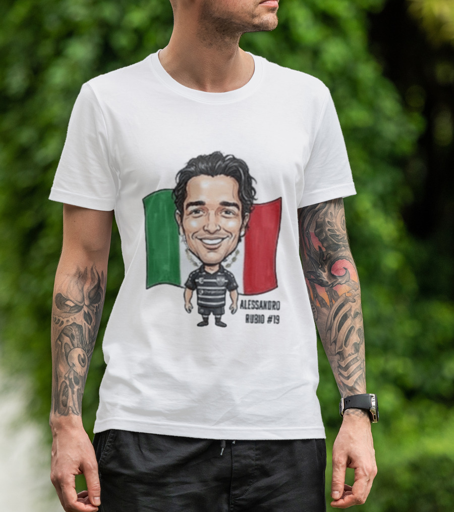 Alessandro Rubio No 19 Caricature Mexico Flag Football Jersey T-Shirt