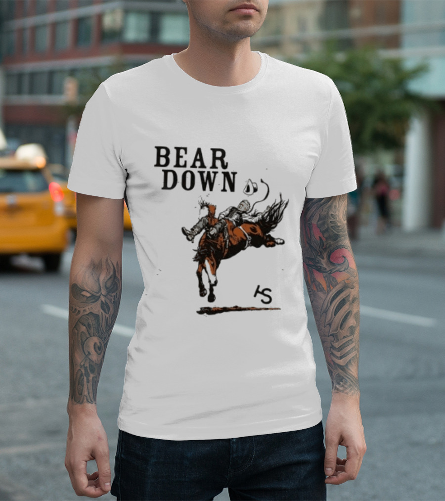 Bear Down Cowboy Rodeo Bucking Horse 15 T-Shirt
