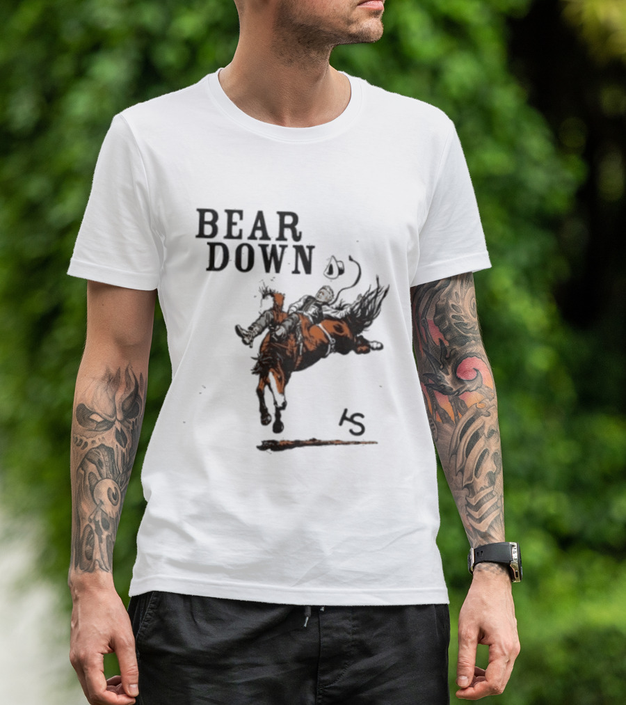 Bear Down Cowboy Rodeo Bucking Horse 15 T-Shirt