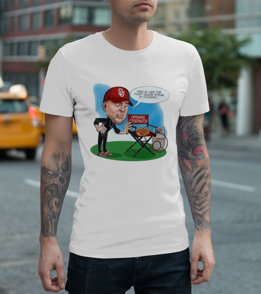 Brent Venables Oklahoma Sooners Offensive Coordinator Cartoon Steak Propane T-Shirt