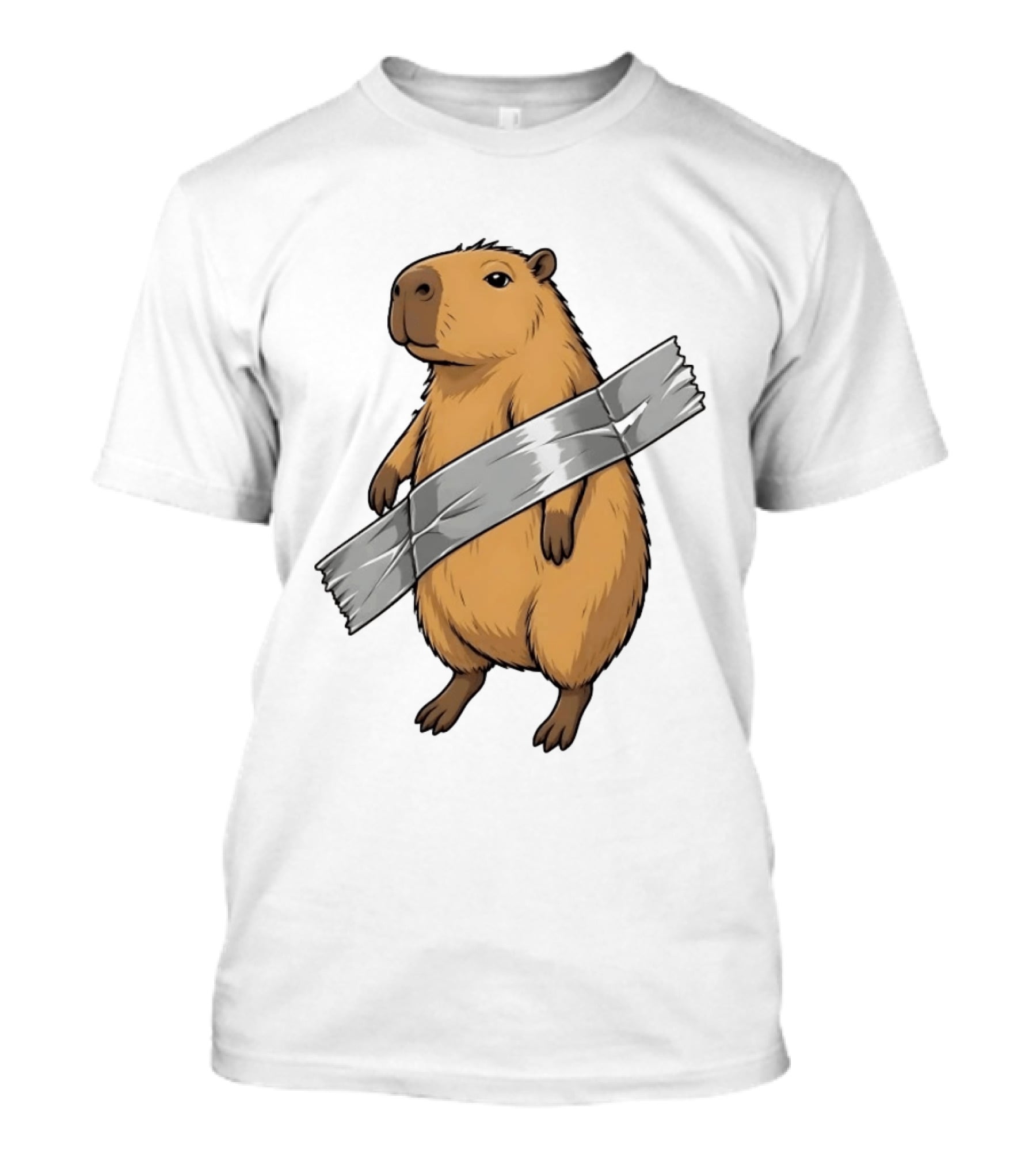 Capybara Holding Duct Tape Rodent Iconic Funny Meme T-Shirt