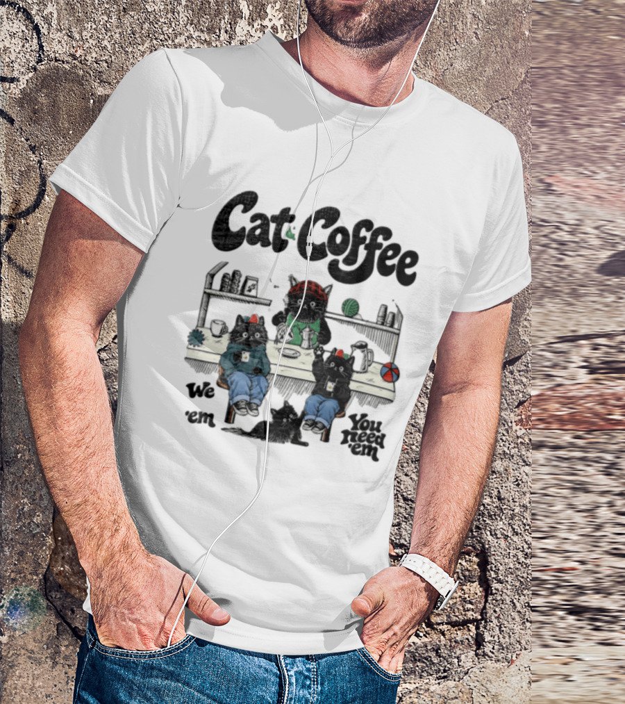 Cat Coffee Brew Them Need Three Black Cats T-Shirt