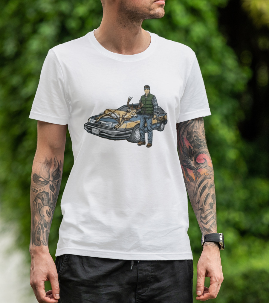 Clark Griswold Christmas Vacation With Deer On Car T-Shirt