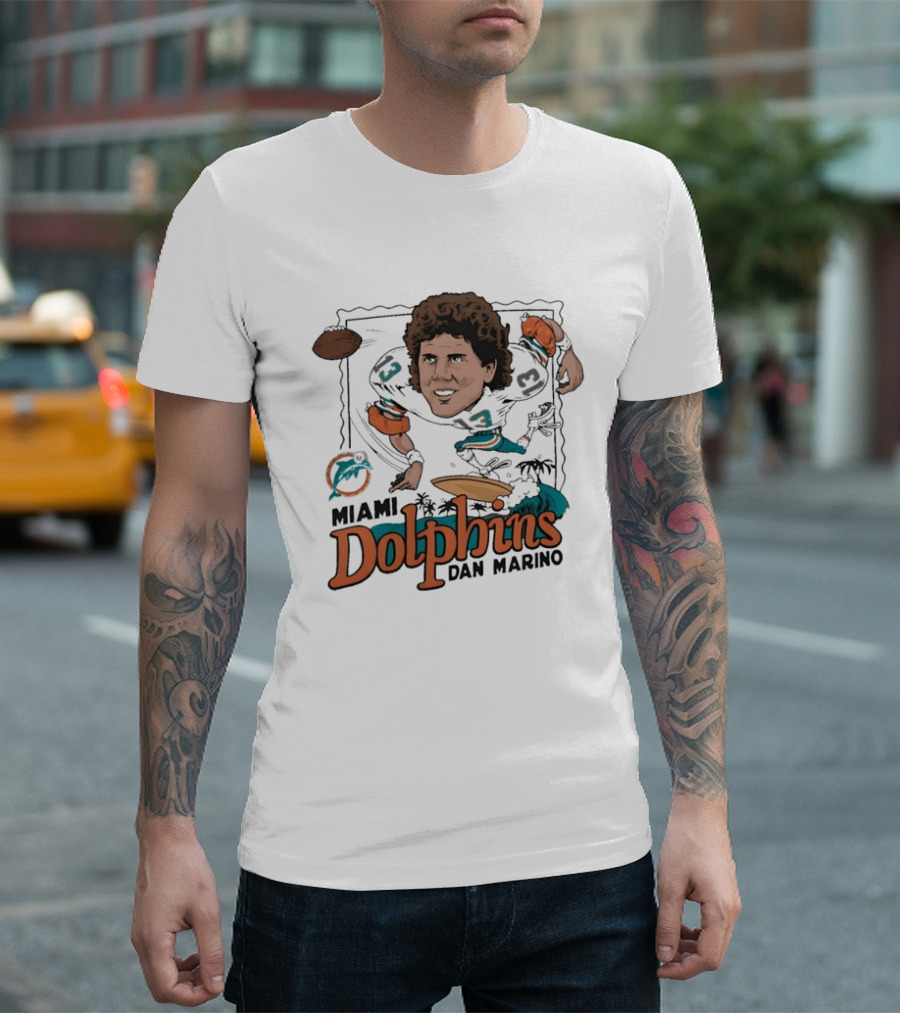Dan Marino Miami Dolphins Caricature Homage Player Football T-Shirt