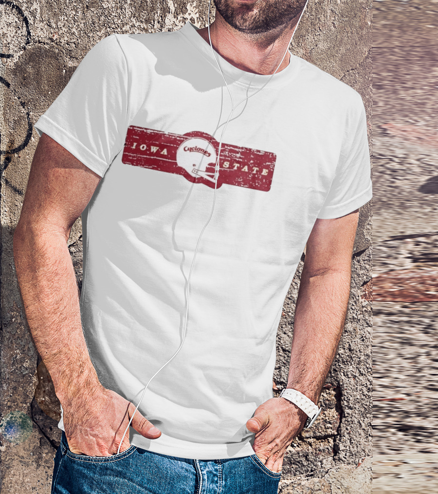 Distressed Vintage Iowa State Cyclones Football Helmet T-Shirt