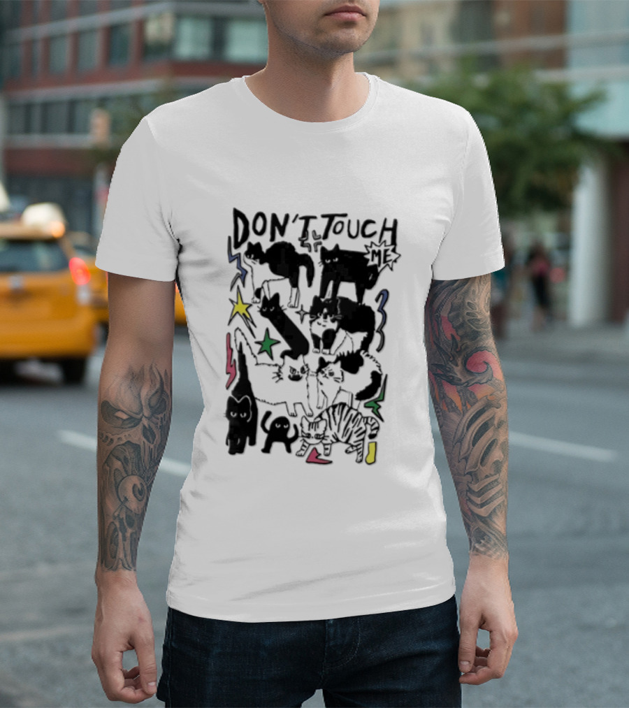DON'T TOUCH ME Multiple Cats Stars Lightning T-Shirt