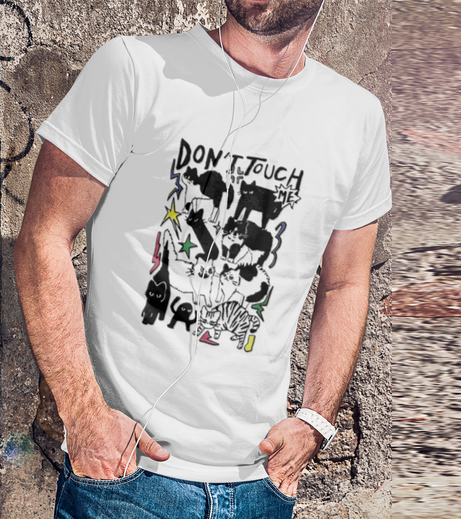 DON'T TOUCH ME Multiple Cats Stars Lightning T-Shirt