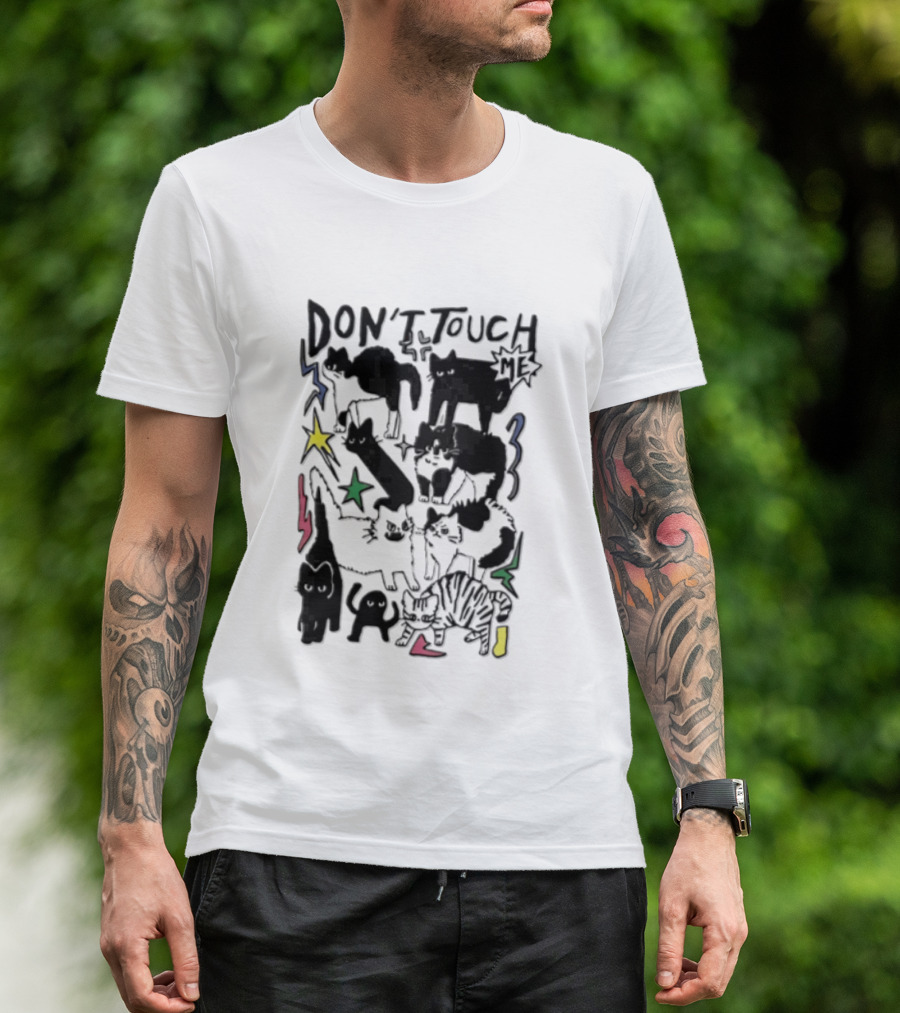 DON'T TOUCH ME Multiple Cats Stars Lightning T-Shirt