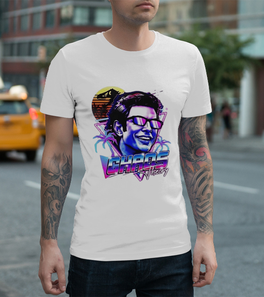 Jurassic Park Jeff Goldblum Chaos Theory Retro Neon T-Shirt