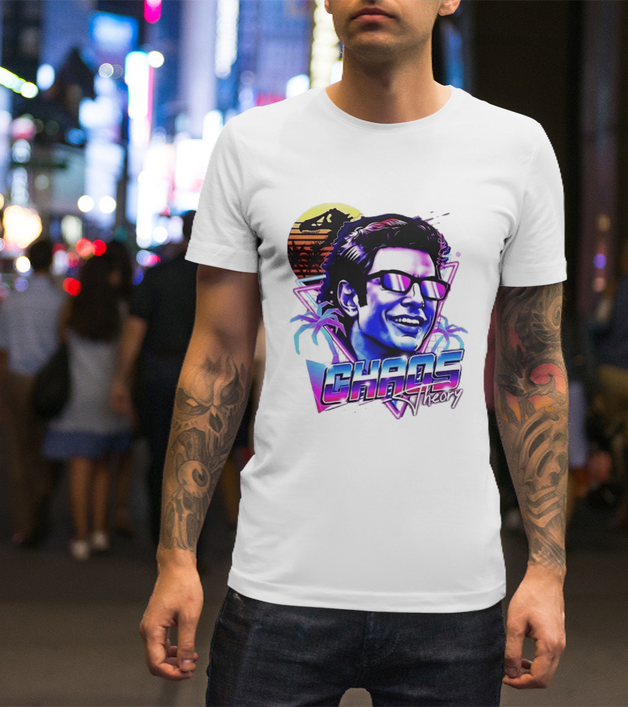 Jurassic Park Jeff Goldblum Chaos Theory Retro Neon T-Shirt