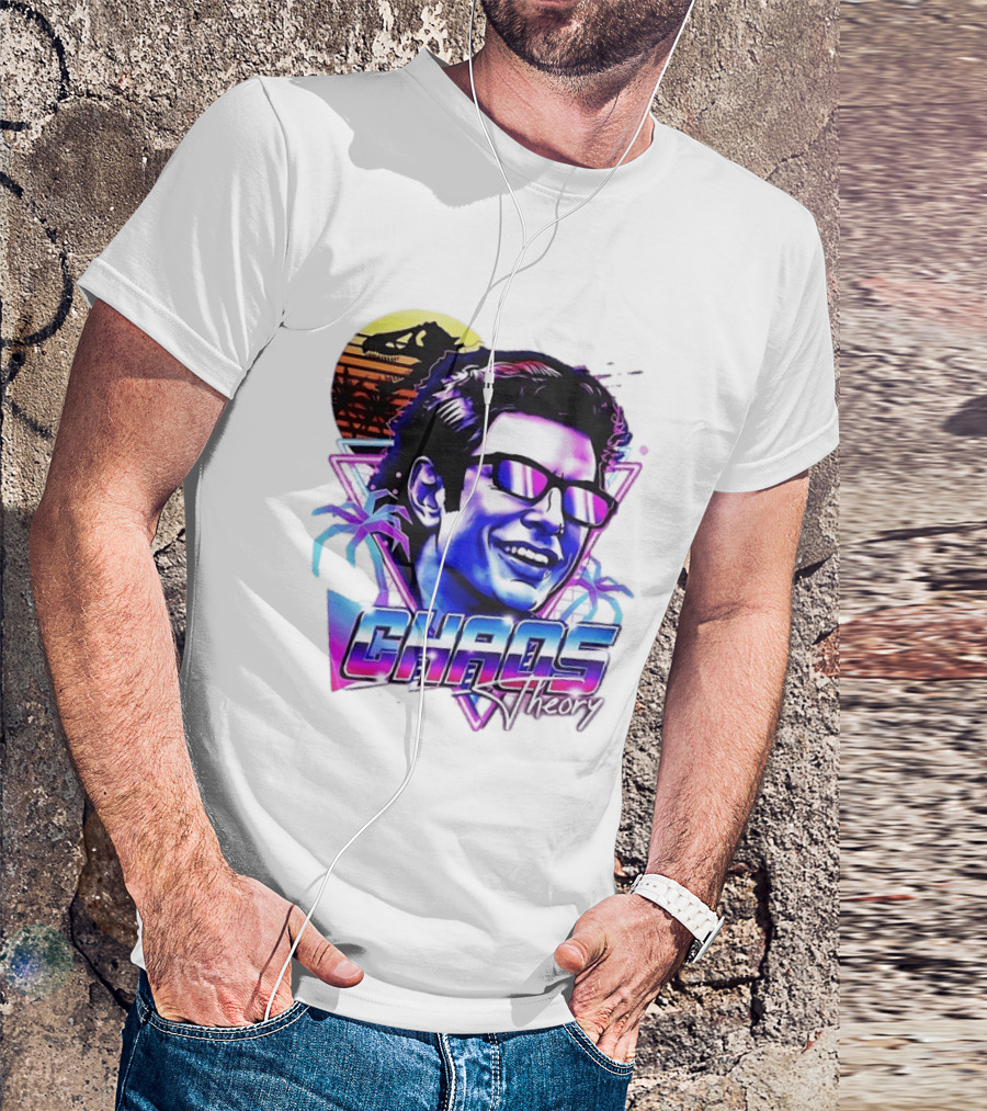 Jurassic Park Jeff Goldblum Chaos Theory Retro Neon T-Shirt