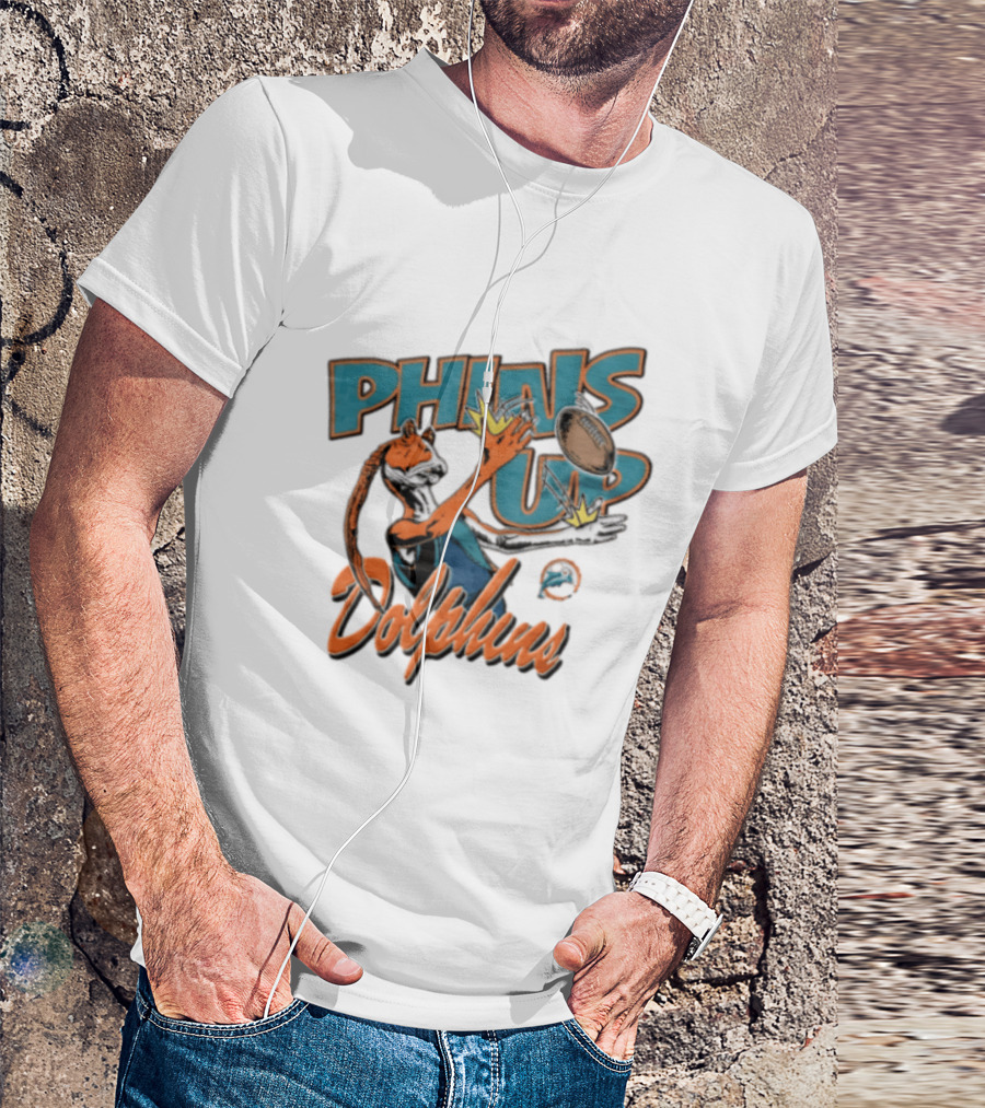Phins Up Dolphins Jar Jar Binks Catching Football Miami Sports Fan T-Shirt
