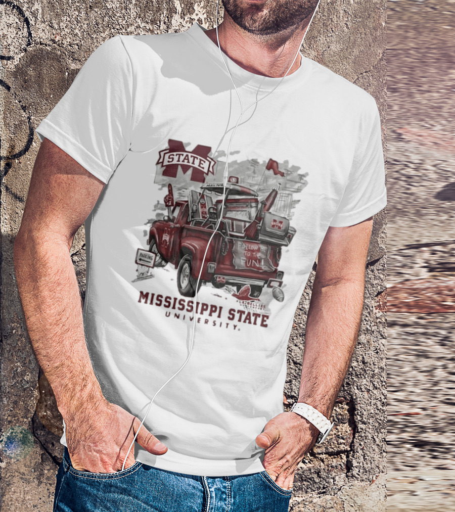 Mississippi State University Bulldogs Vintage Truck Follow Me To The Fun T-Shirt