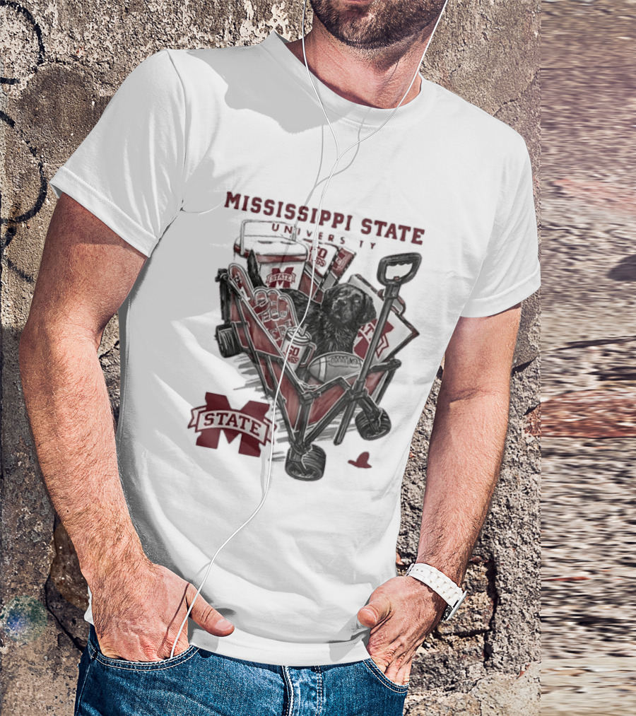 Mississippi State University Go Dawgs Tailgate Wagon With Dog And Drinks T-Shirt