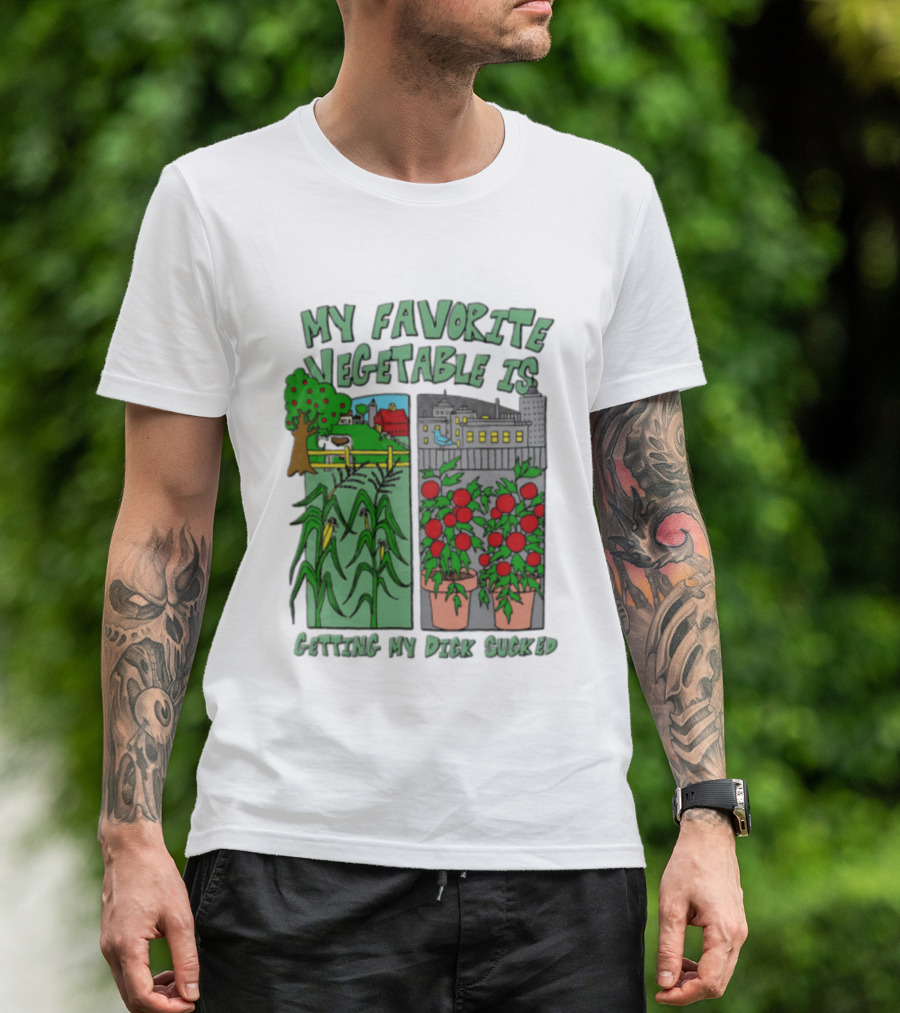 My Favorite Vegetable Is Getting My Dick Sucked Farm Scene City Rooftop Tomato Plants T-Shirt