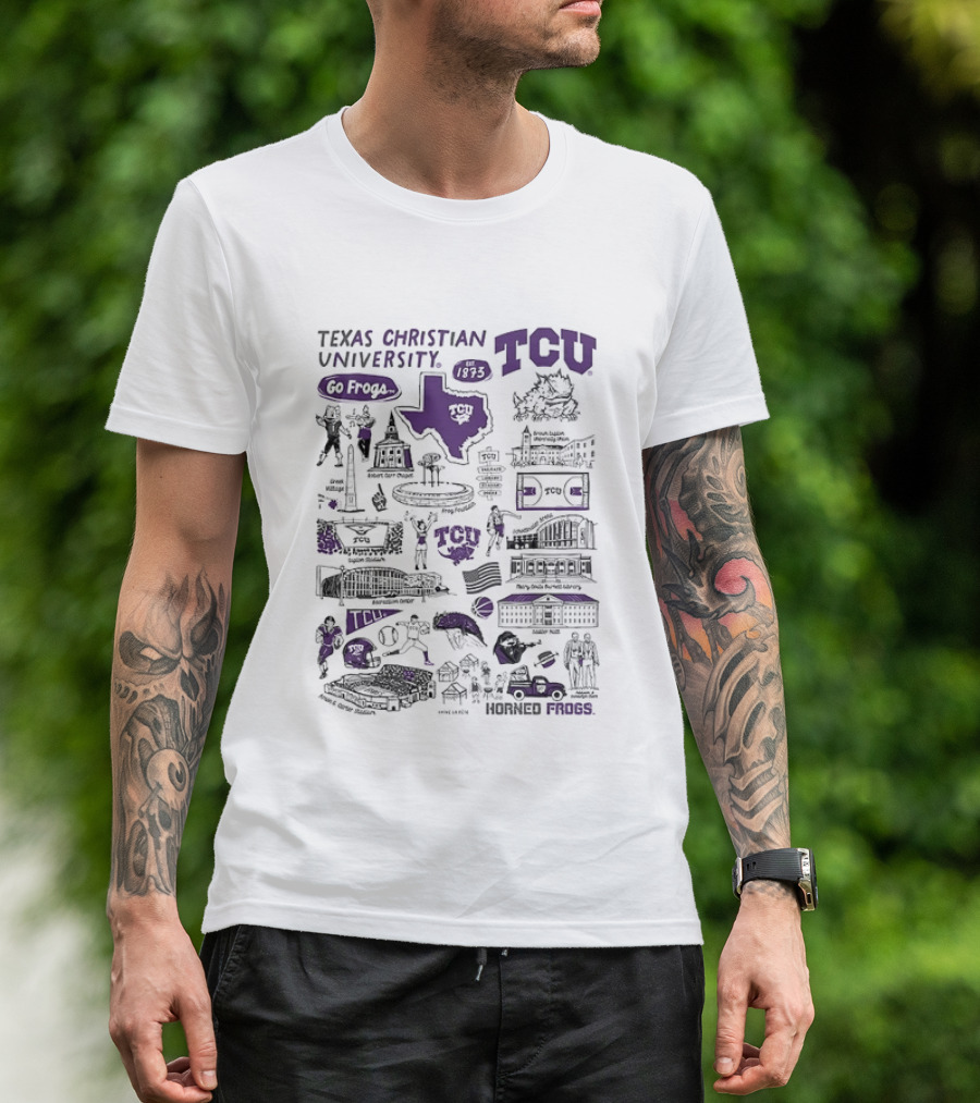 Texas Christian University TCU Horned Frogs Go Frogs Campus Landmarks And Traditions T-Shirt