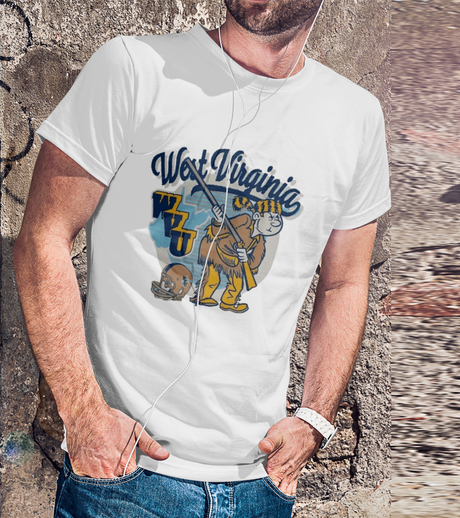 West Virginia Mountaineers WVU Mascot With Rifle And Helmet T-Shirt