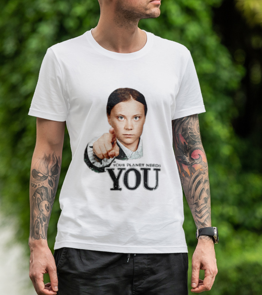 Your Planet Needs You Girl Pointing Iconic Call To Action T-Shirt