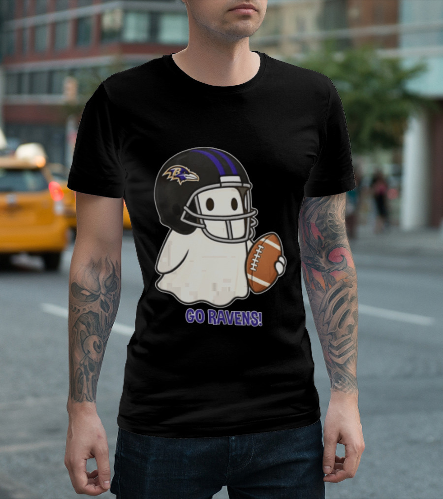 Baltimore Ravens Ghost In Football Helmet Go Ravens Football T-Shirt