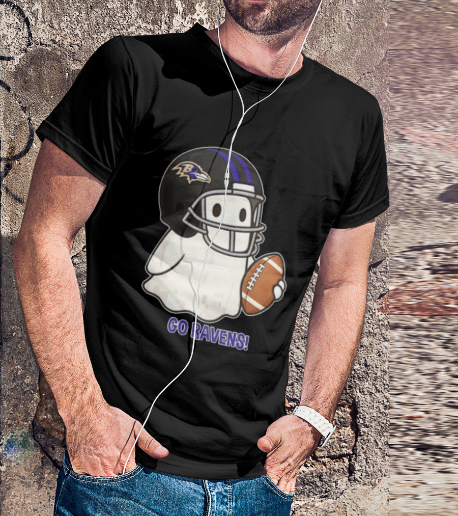 Baltimore Ravens Ghost In Football Helmet Go Ravens Football T-Shirt