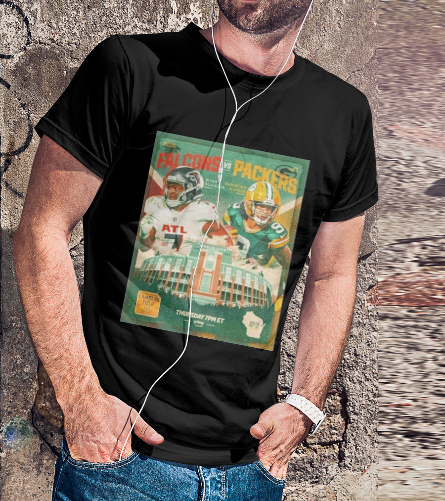 Bijan Robinson Christian Watson Falcons Vs Packers Lambeau Field Thursday 7PM ET Prime 2026 T-Shirt