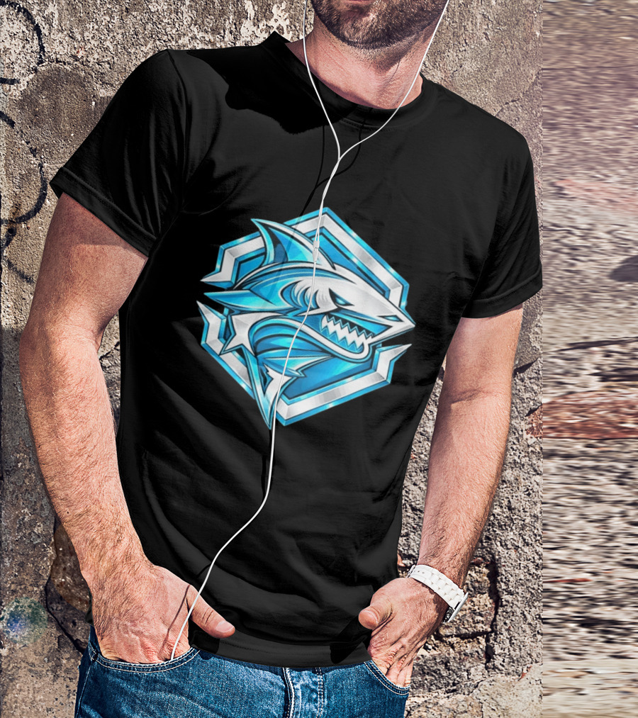 Blue Shark Hexagon Esports Gaming Shark T-Shirt