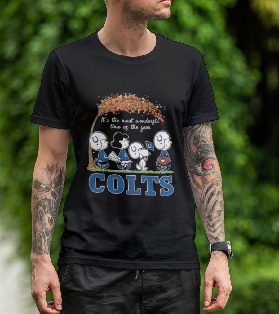 Charlie Brown Snoopy Colts Football It's The Most Wonderful Time Of The Year T-Shirt