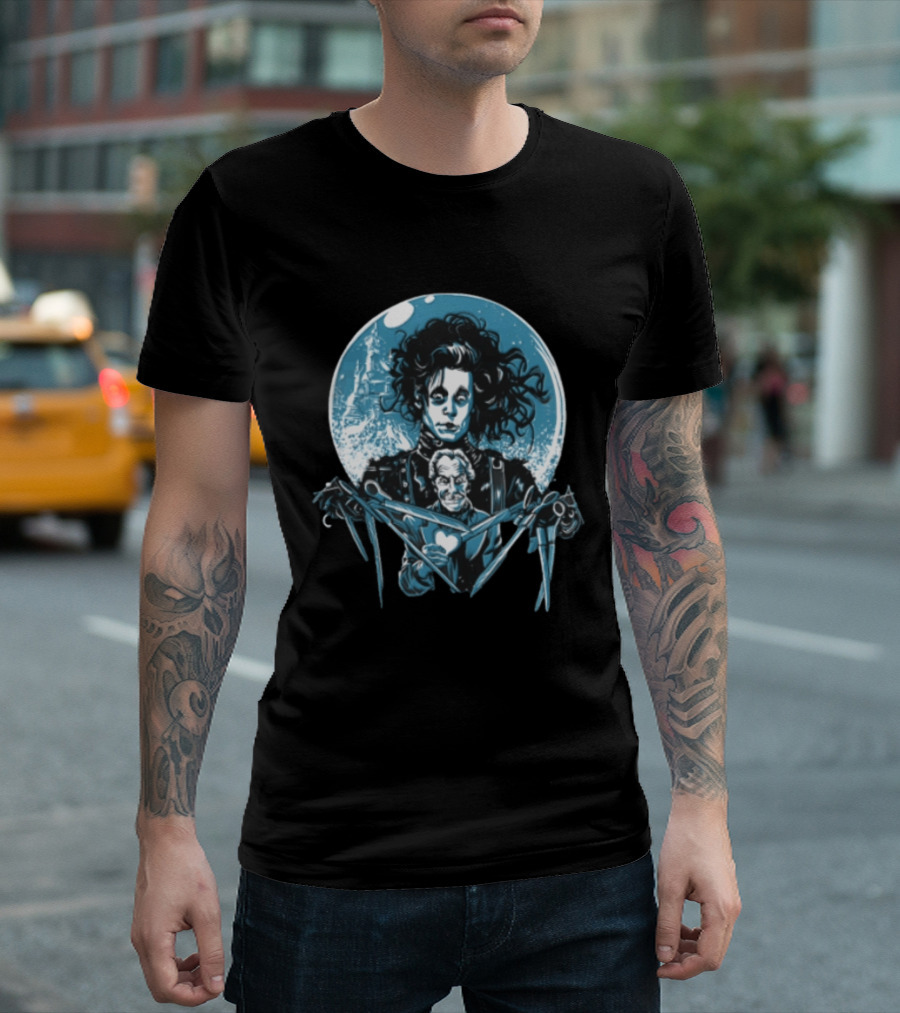 Edward Scissorhands Iconic Johnny Depp Vincent Price Heart Scissors Image T-Shirt