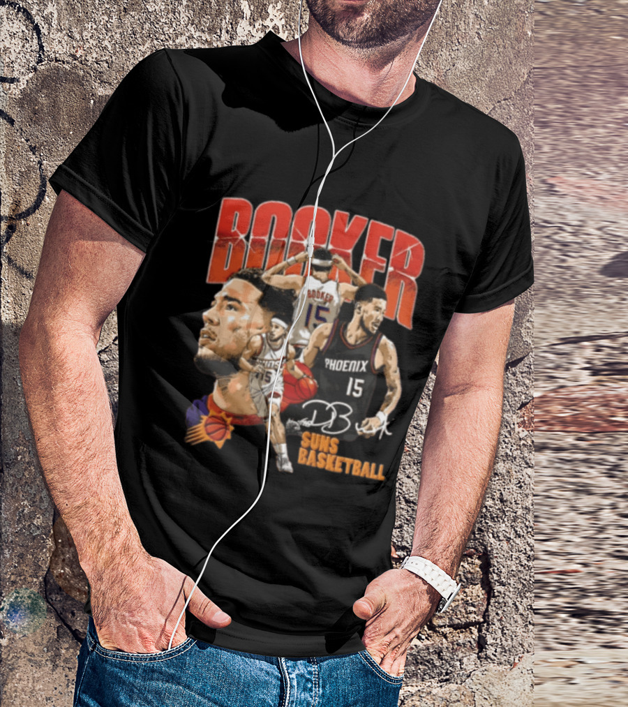Devin Booker Phoenix Suns Basketball Player Action 15 Suns NBA Basketball T-Shirt