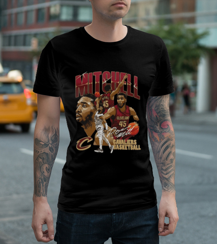 Donovan Mitchell Cleveland Cavaliers Basketball 45 Player Action Poses T-Shirt