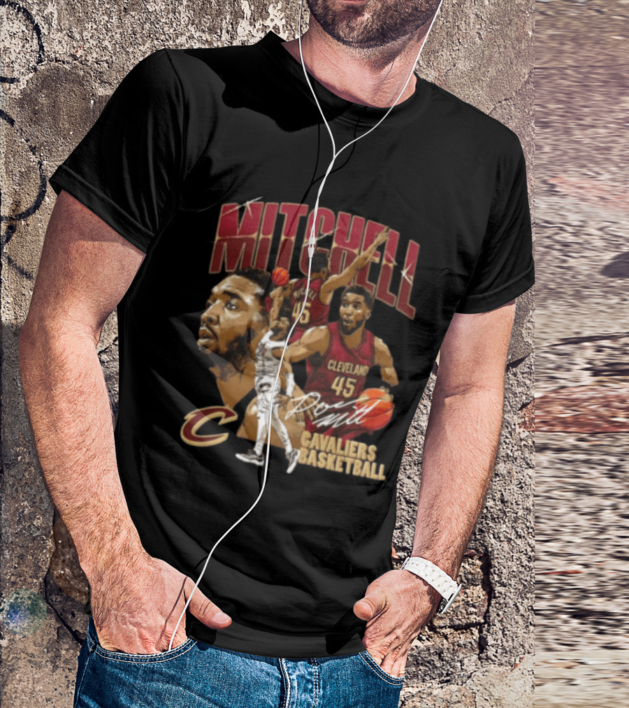 Donovan Mitchell Cleveland Cavaliers Basketball 45 Player Action Poses T-Shirt