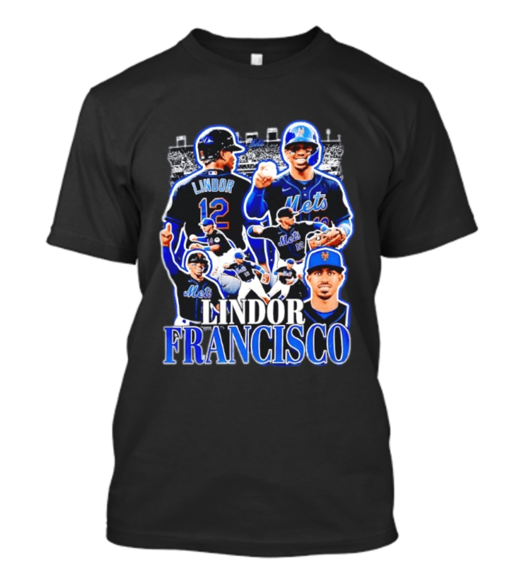 Francisco Lindor Mets 12 MLB Baseball Player Collage T-Shirt