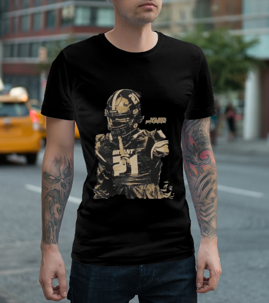 Bryant Bulldogs Nelson Sparrow No 21 Safety Distressed Football T-Shirt