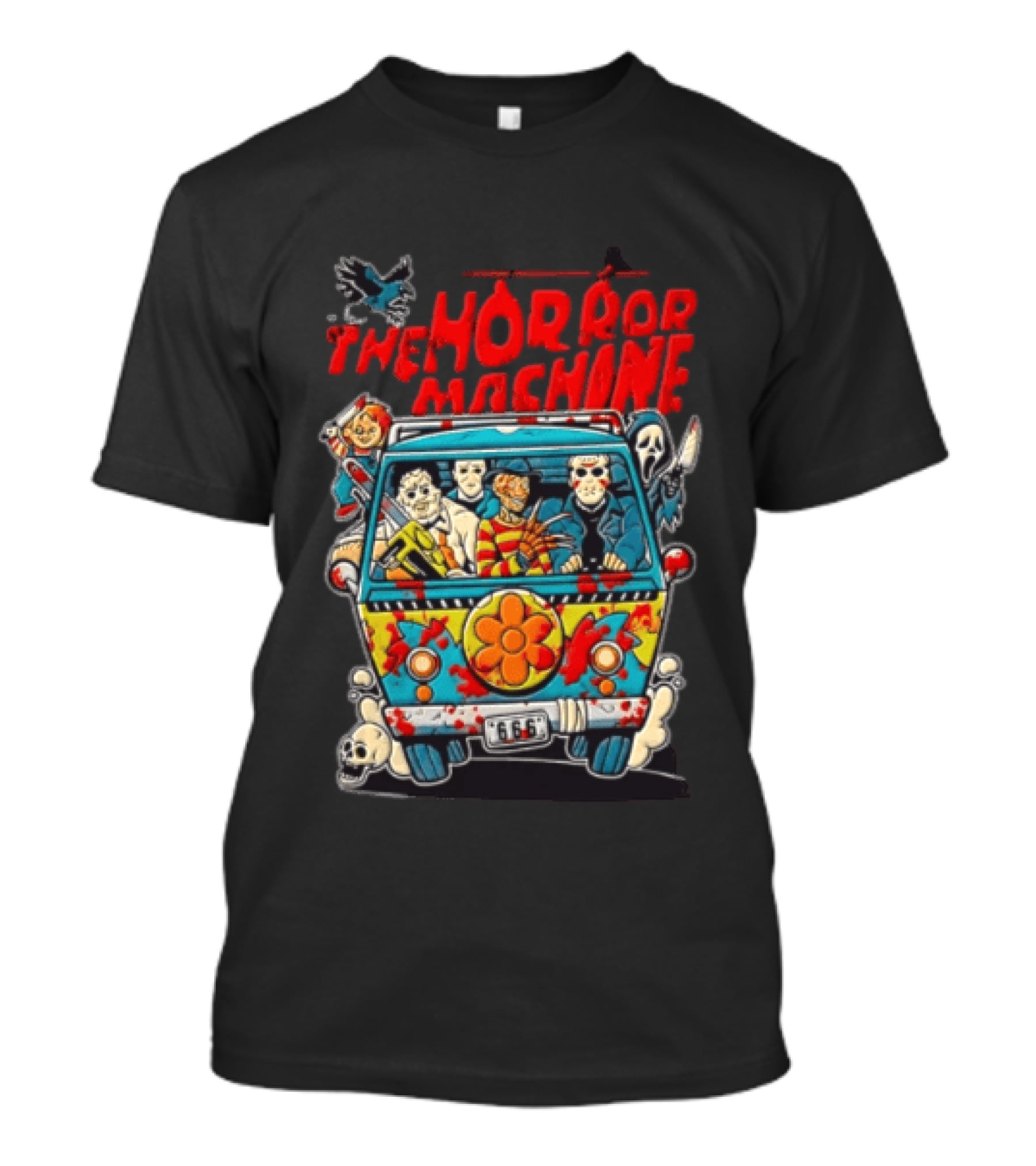The Horror Machine Halloween Movie Icons Spooky Van Adventure T-Shirt