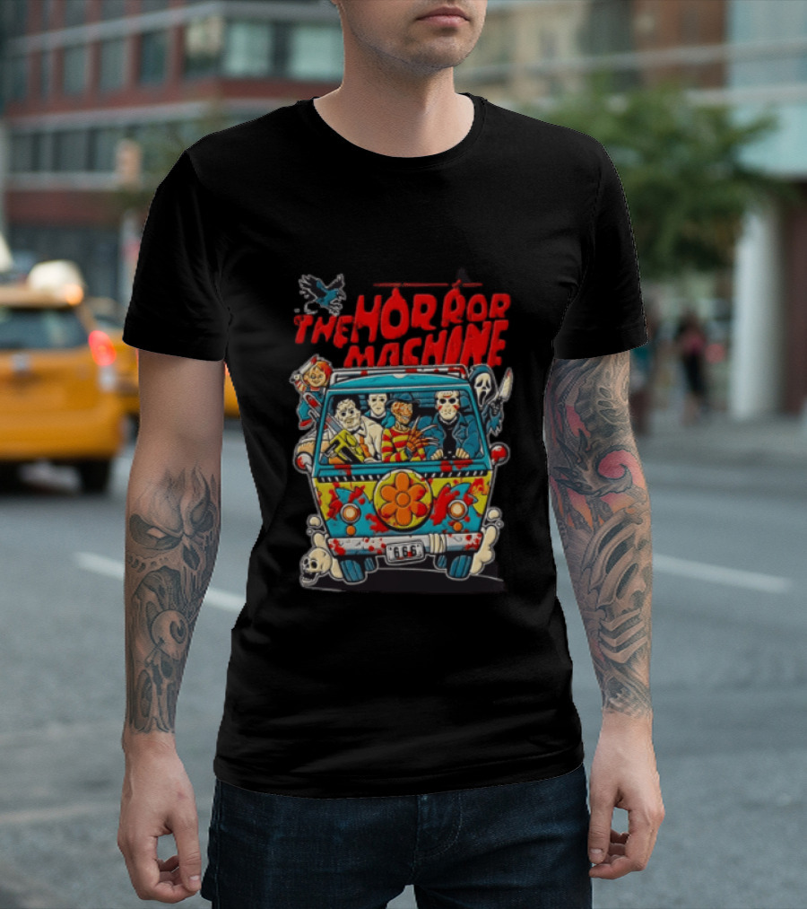 The Horror Machine Halloween Movie Icons Spooky Van Adventure T-Shirt