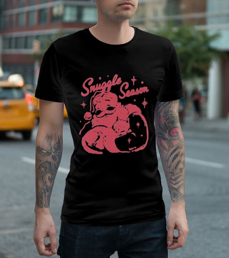 Snuggle Season Santa Claus Christmas Cat T-Shirt